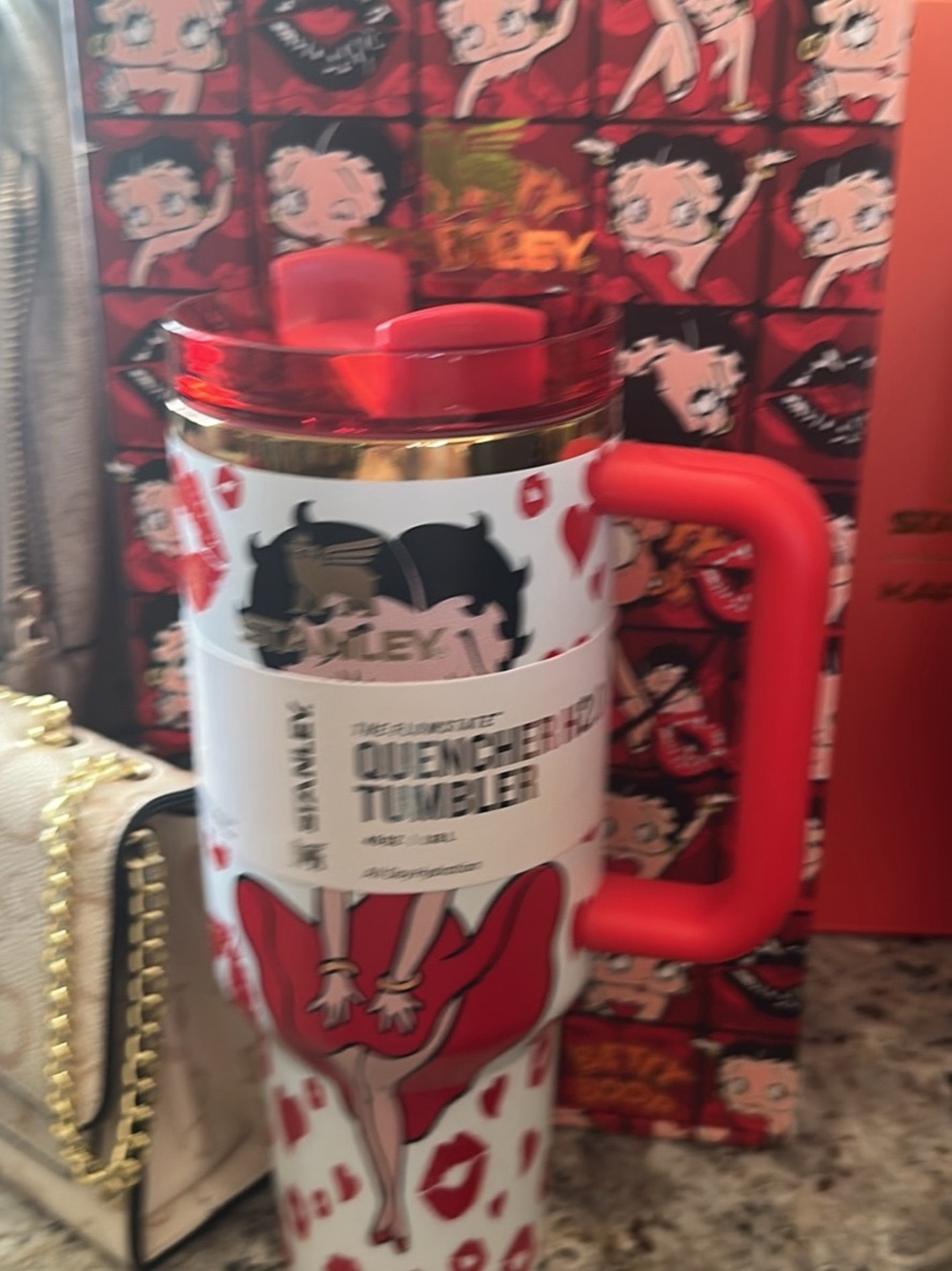Betty Boop White & Red Insulated Stanley with Red Handle
